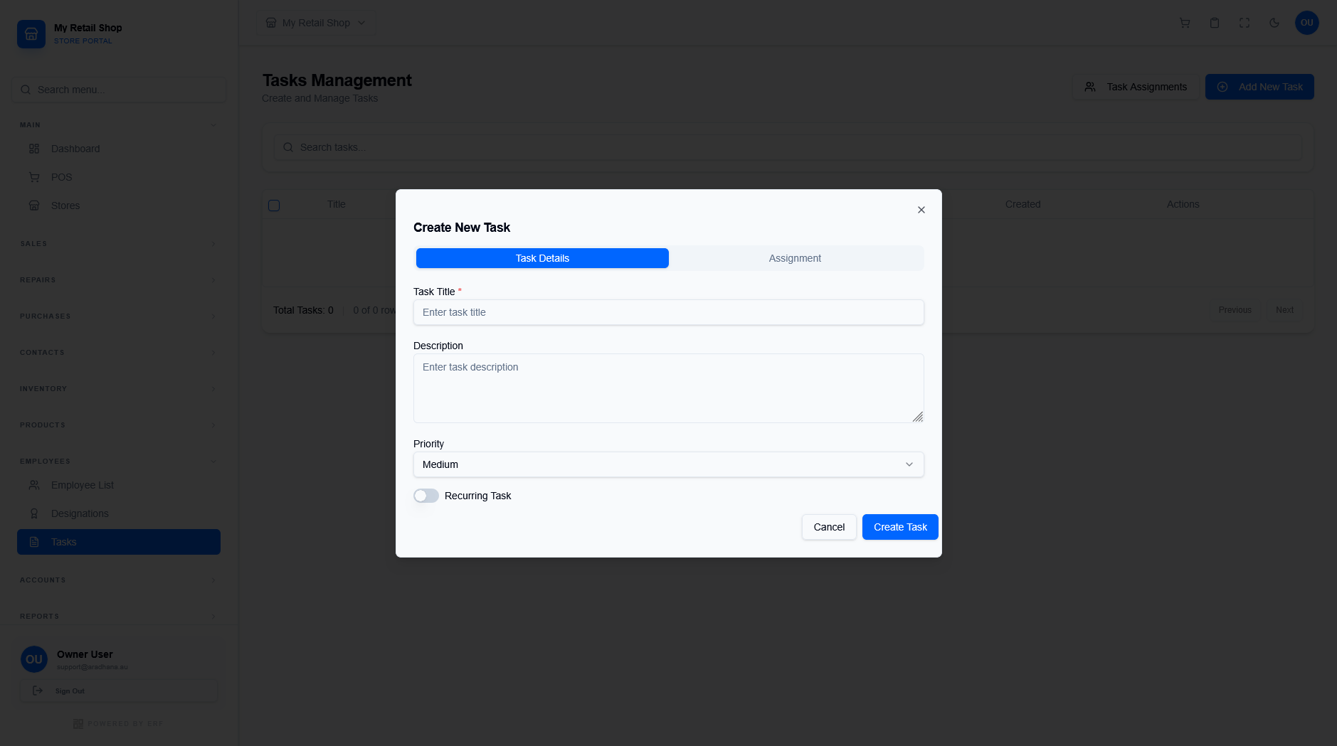 Task Details Tab