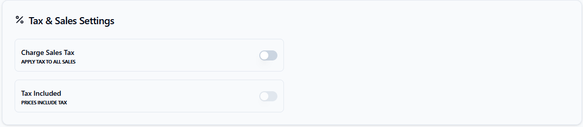 Tax and Sales Settings