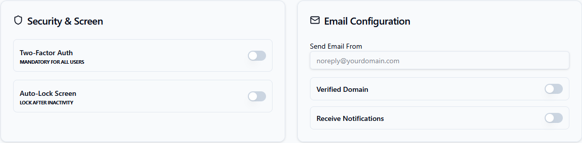 Security and Email Configuration